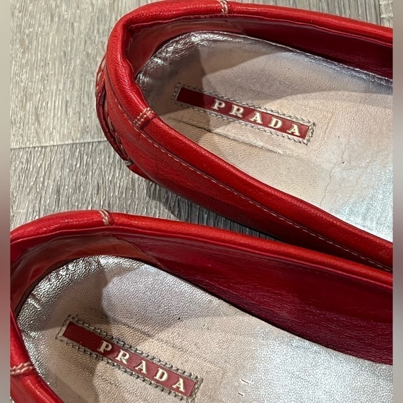 Prada EU36.5 (US6) Genuine Leather Loafers Silver Buckle - Picture 4 of 8